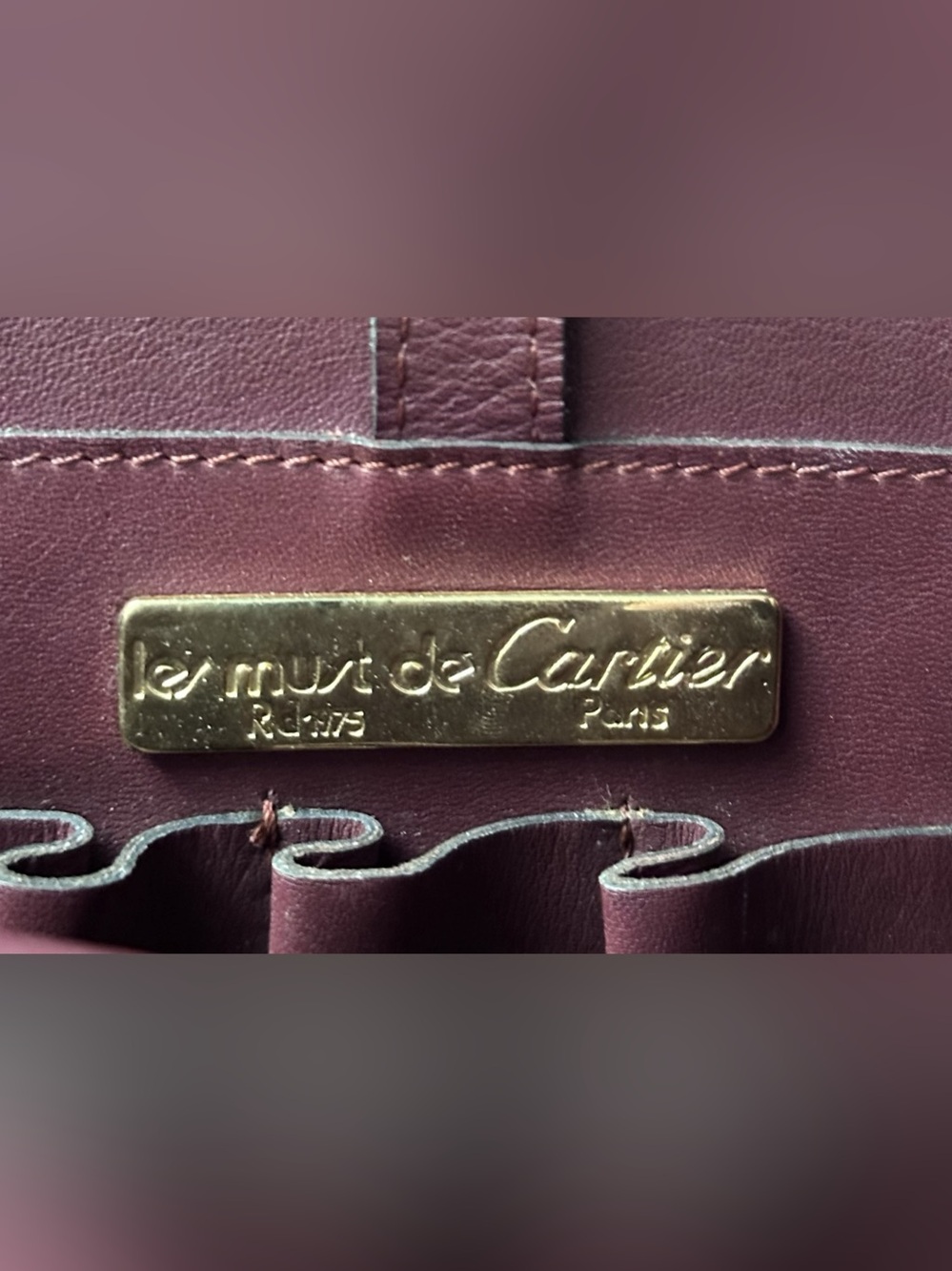 Vintage 1980s Must de Cartier Bordeaux Leather Shoulder Bag | Repair - Picture 11 of 13